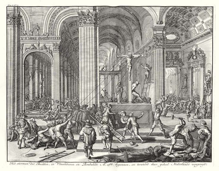 De beeldenstorm in Vlaanderen en Brabant, ca. 1566. (Stadsarchief Gent)