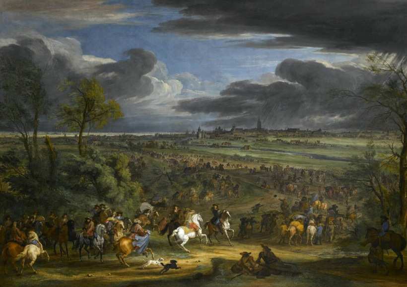 De Franse koning Louis XIV rukt met zijn leger op naar Kortrijk op 18 juli 1667, door Adam Frans van der Meulen, ca. 1667. (Versailles, châteaux de Versailles et de Trianon)