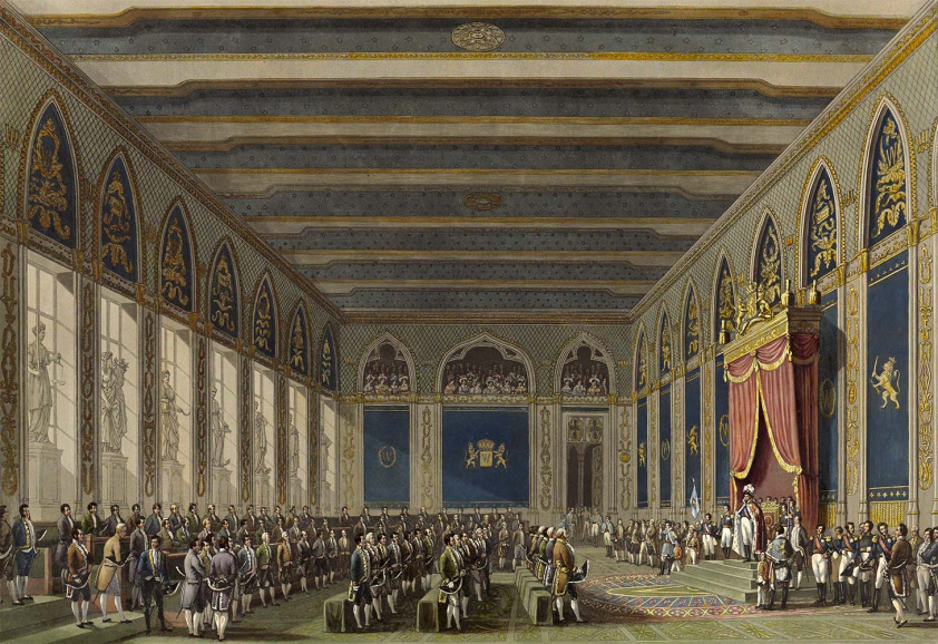 Installatie van de Staten-Generaal der Nederlanden door koning Willem I in het stadhuis van Brussel, 21 september 1815.