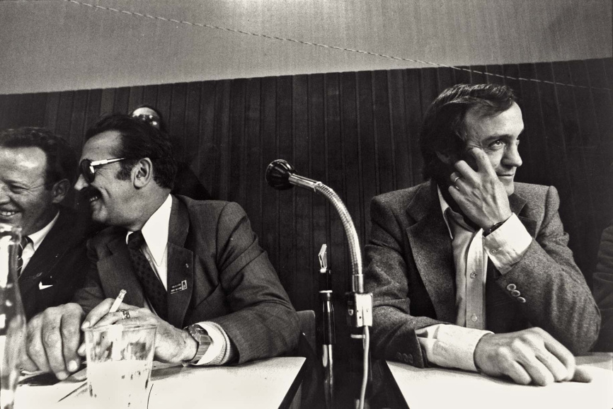 De co-voorzitters André Cools en Karel van Miert gingen steeds meer hun eigen weg, ca. 1977. (Amsab-ISG, fo014653)
